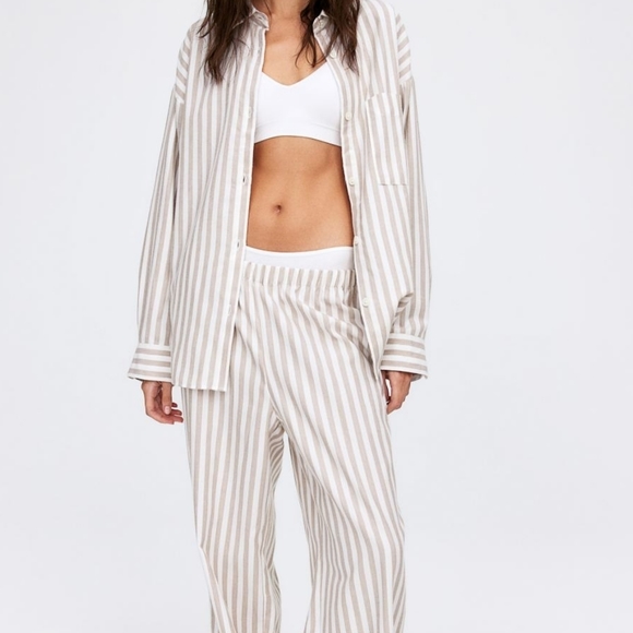 H&M Intimates & Sleepwear Hm Striped Brushed Cotton Pajamas Poshmark